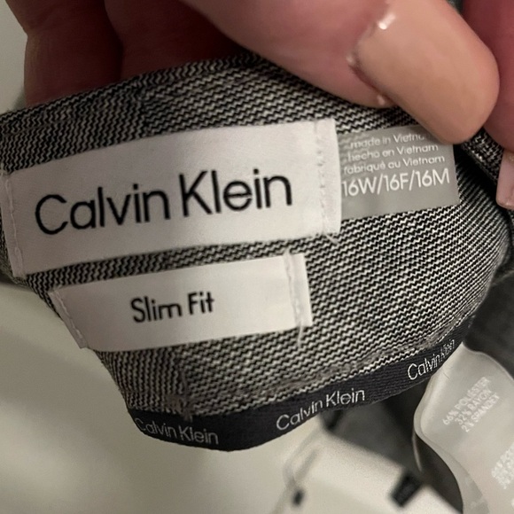 Calvin Klein Gray Trousers Versatile Tailored Design Gray Slim fit - Picture 10 of 11